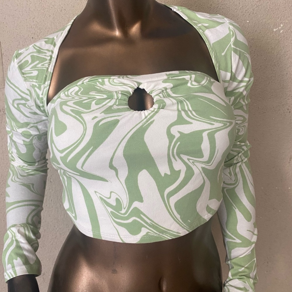 Pacsun green and white 2 pc top.